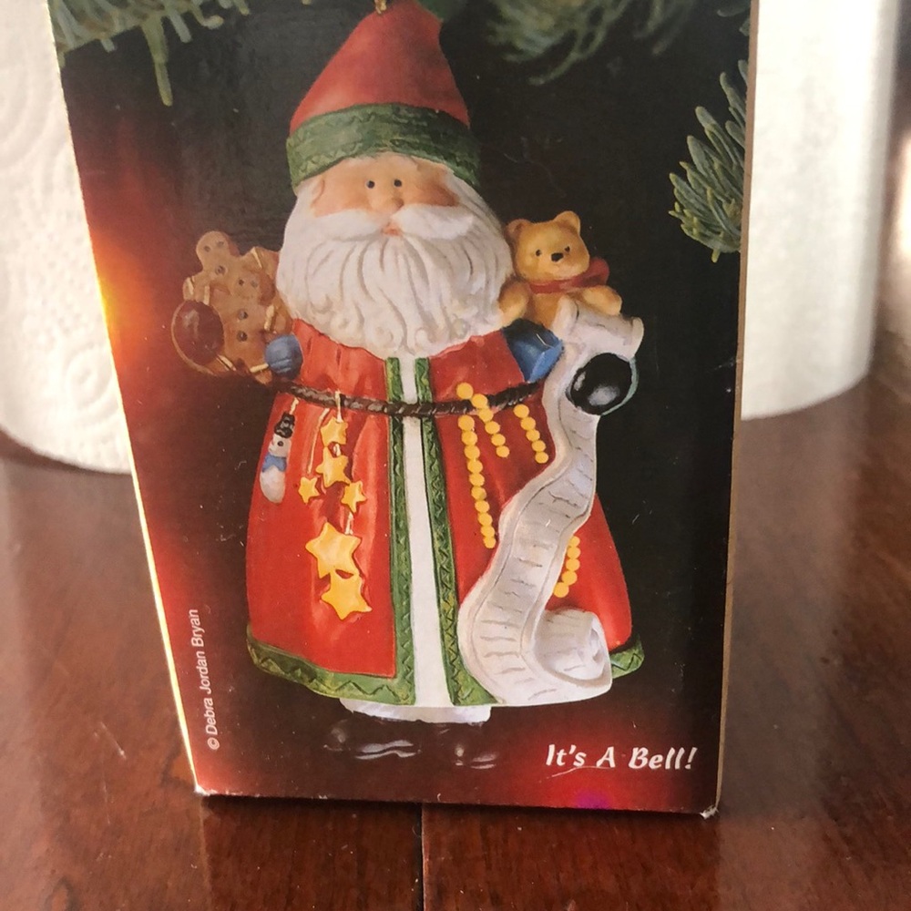 1980's Giftco Inc. Bisque Porcelain Santa Bell Ornament